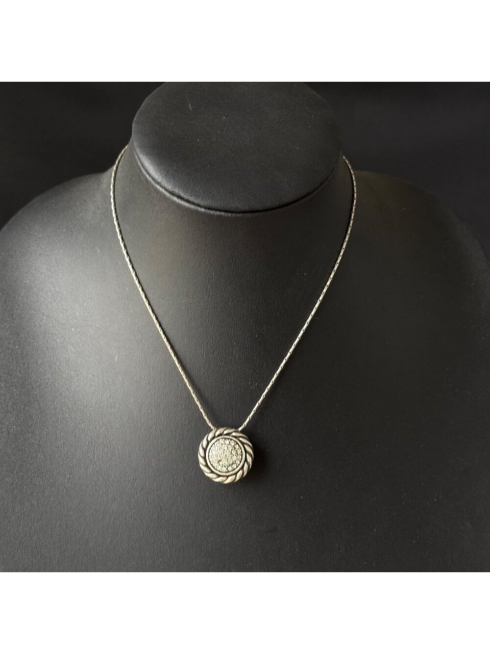 Brighton Necklace Rhinestone Reversible Statement Silver Tone 15.5 inches READ - Picture 1 of 7